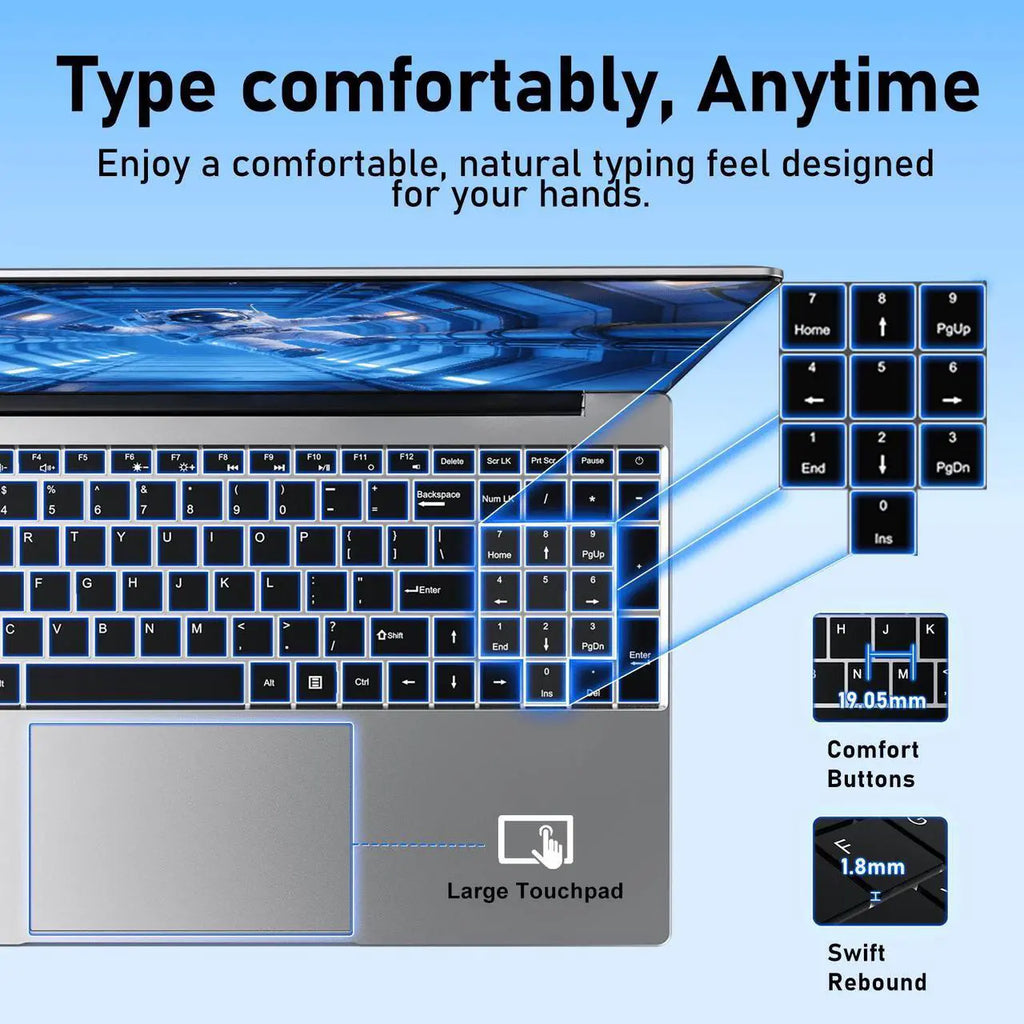 Chheart 2026 Laptop Computer Window 11 Pro, 15.6 Inch Lap Top, 16GB RAM 256GB SSD Trational PC Notebook, Office 365, Business, School, Work, Student, Kids