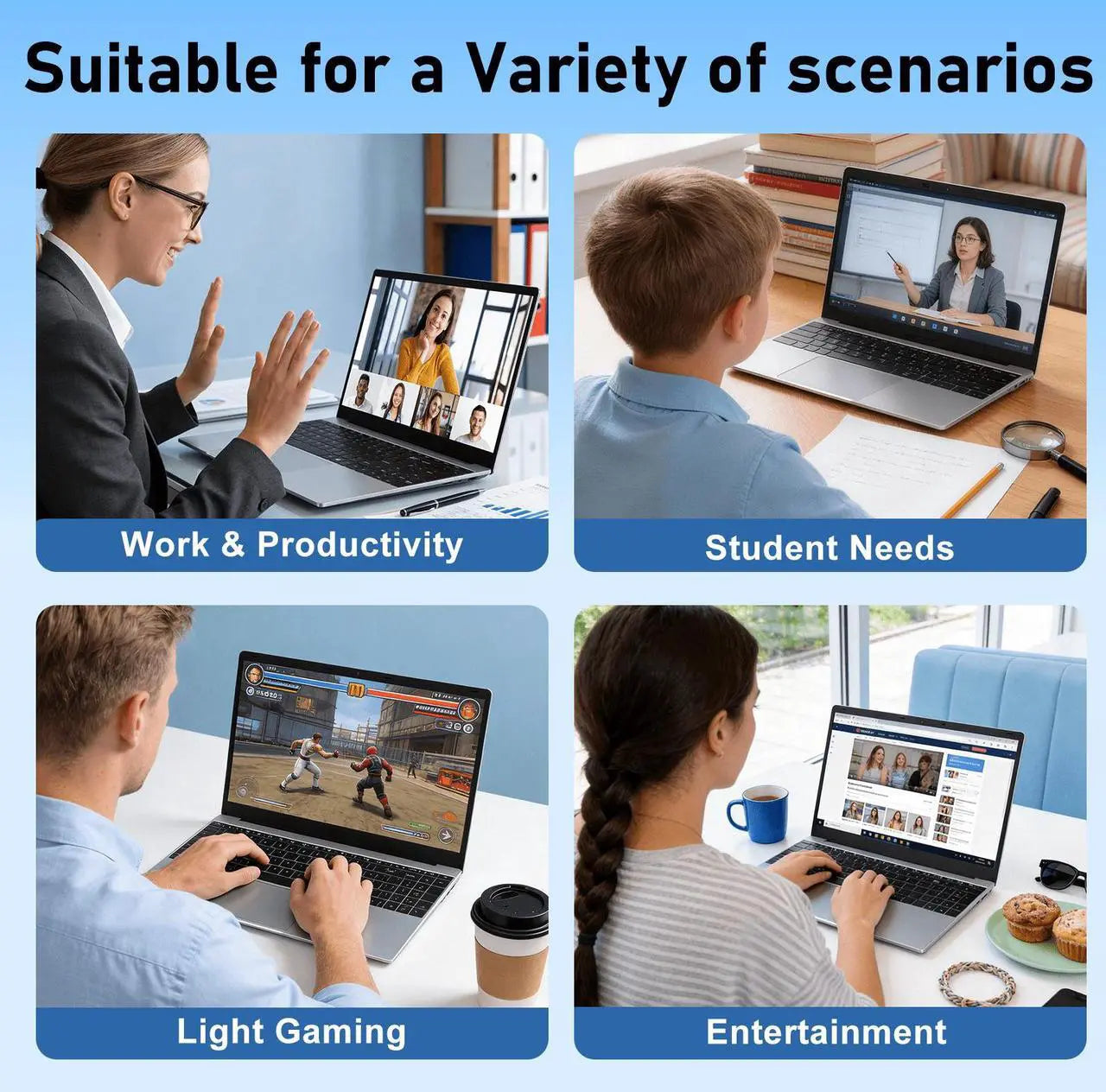 Chheart 2026 Laptop Computer Window 11 Pro, 15.6 Inch Lap Top, 16GB RAM 256GB SSD Trational PC Notebook, Office 365, Business, School, Work, Student, Kids